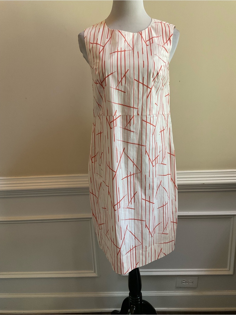 Peserico Made In Italy Sheath Dress Coral White Stripe Size 44